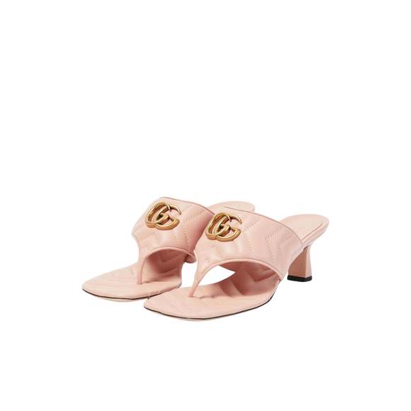 Gucci - Double-G Thong Marmont Leather Sandal in Pink - IT 37 Sandals